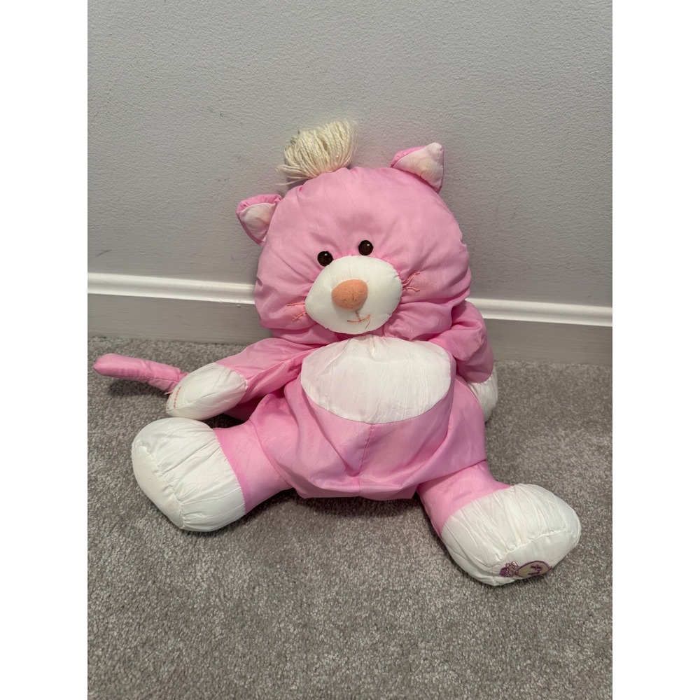 Vintage 1986 Fisher Price Pink Cat Plush Stuffed Animal Puffalump Model 8002